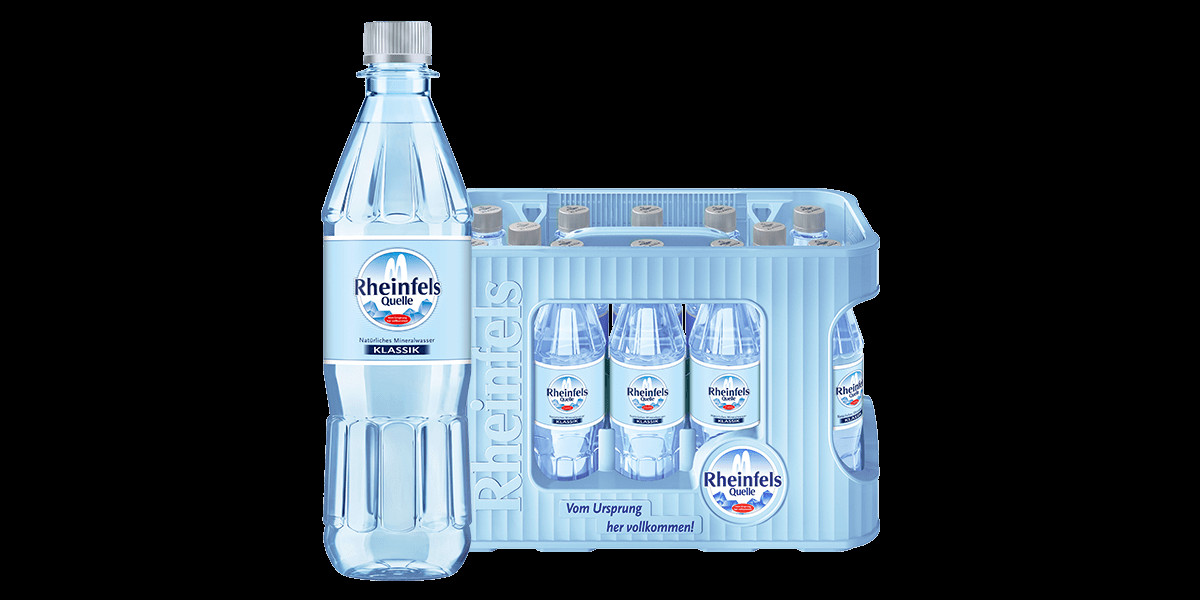 Kasten mit 12 Flaschen Rheinfels Quelle Klassik in 0,5 L PET-Mehrweg